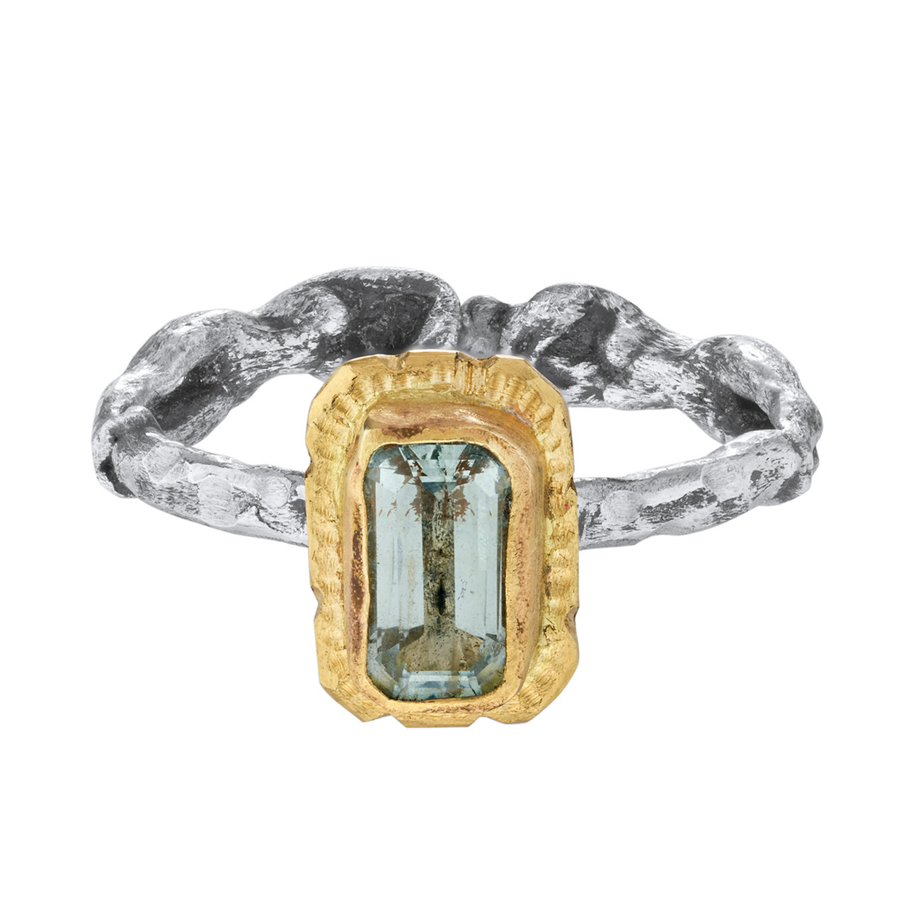 "Muses of Love's Reflection" Ring with Aquamarine & 14ct Yellow Gold, Franny E, tomfoolery