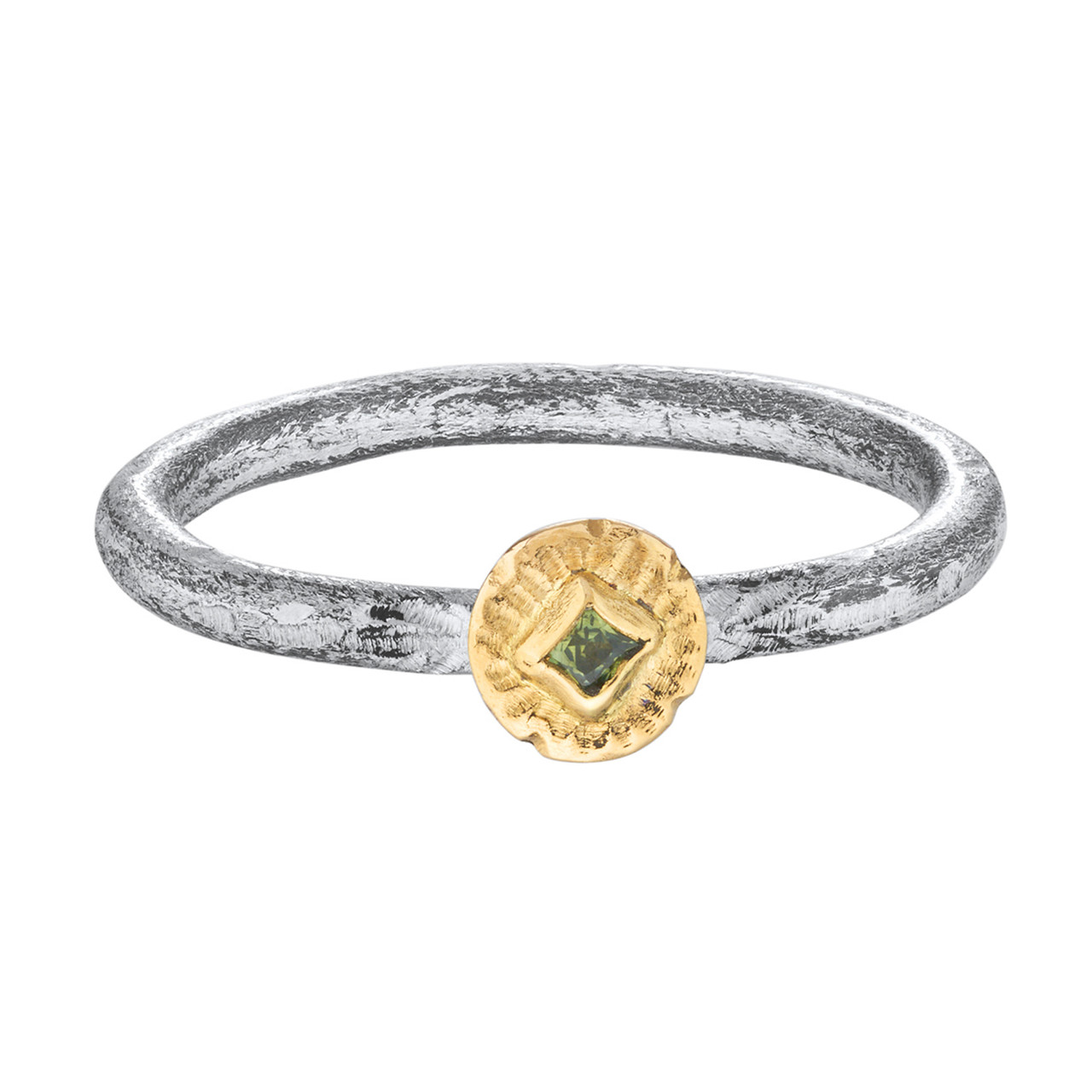 "Shine Bright Don't Burn" Ring with Green Sapphire, Franny E, tomfoolery