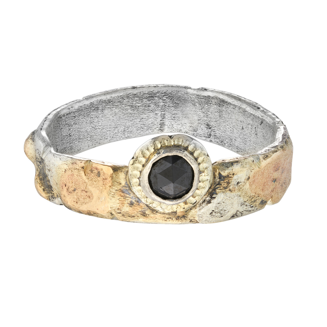 "On The Edge Of Love" Ring with Black Diamond & 14ct Yellow Gold, Franny E, tomfoolery