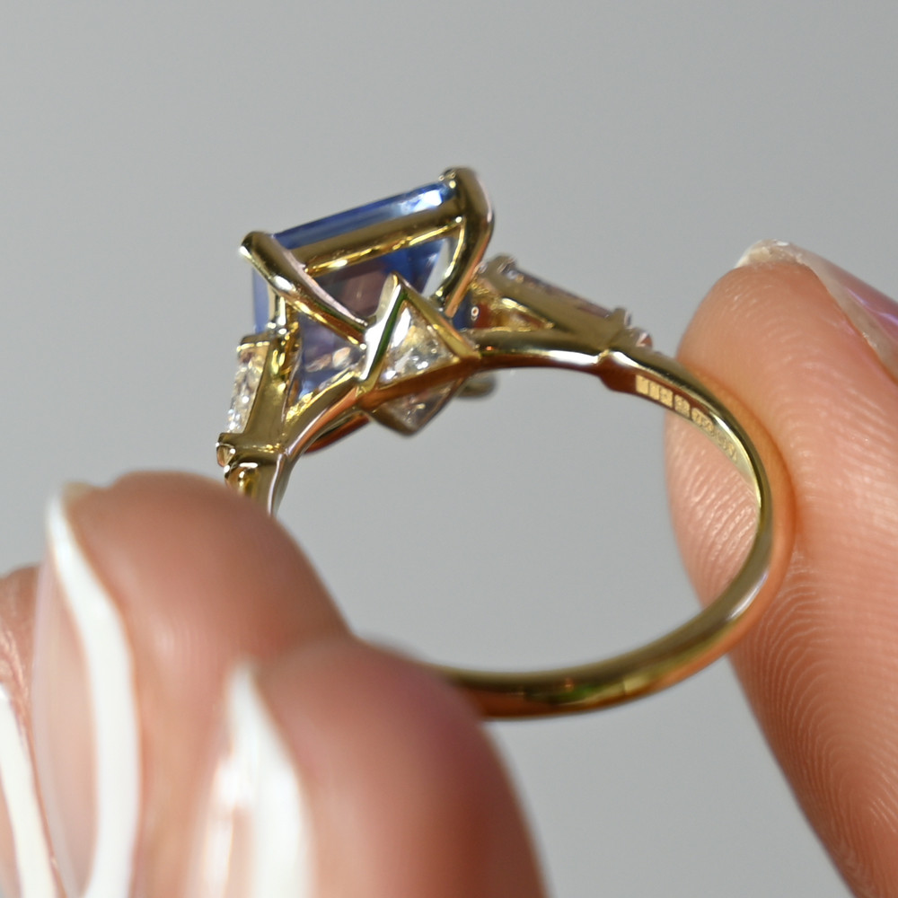 Adelphi Square Cut Sapphire and Diamond Ring, Art Echo, tomfoolery