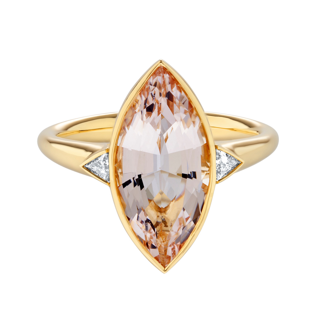 tf Exclusive Marquise Morganite Ring with Two Triangle Diamonds, Artemer, tomfoolery