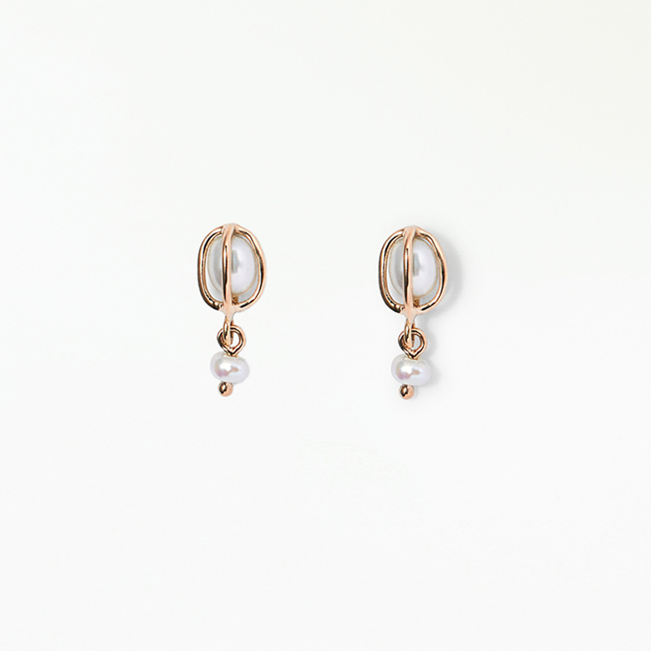 Caged Pearl Drop Earrings, WWAKE, tomfoolery