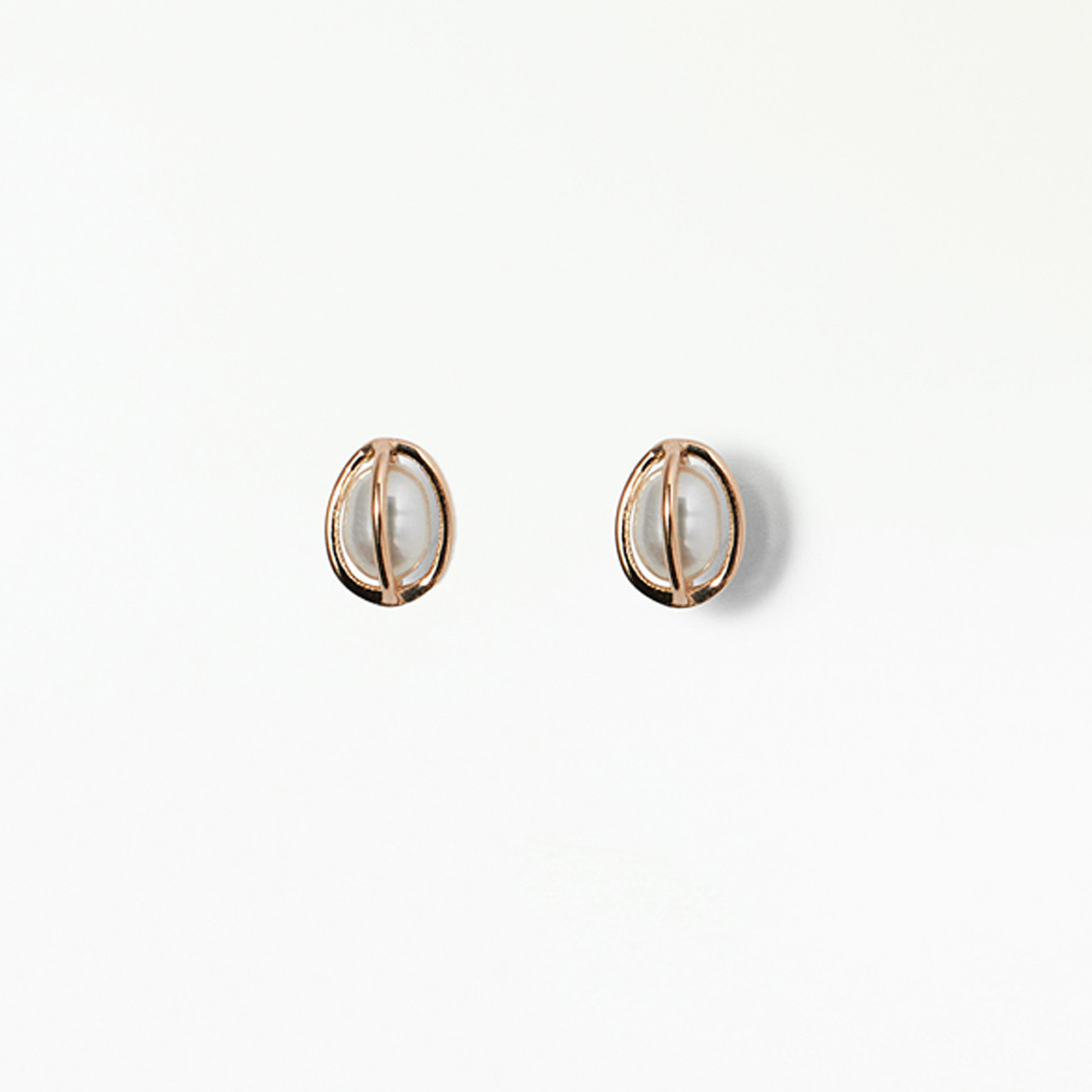 Caged Pearl Stud Earrings, WWAKE, tomfoolery