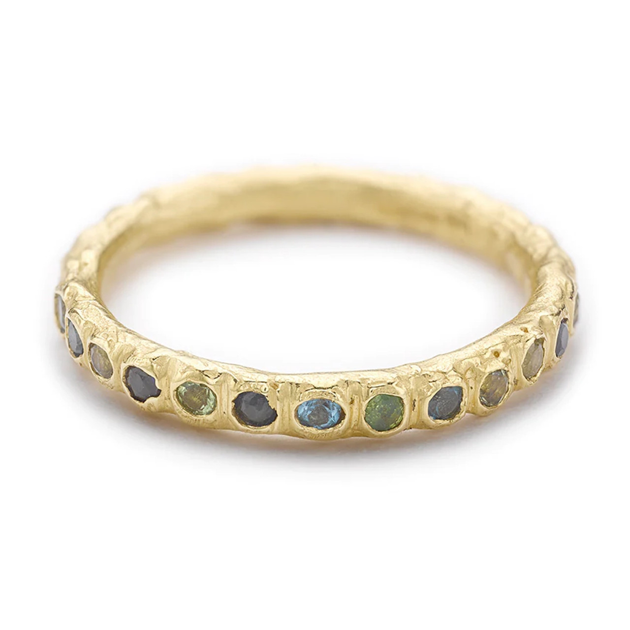 Sapphire, Tourmaline & Topaz Wide Beaded Eternity Band, Ruth Tomlinson, tomfoolery