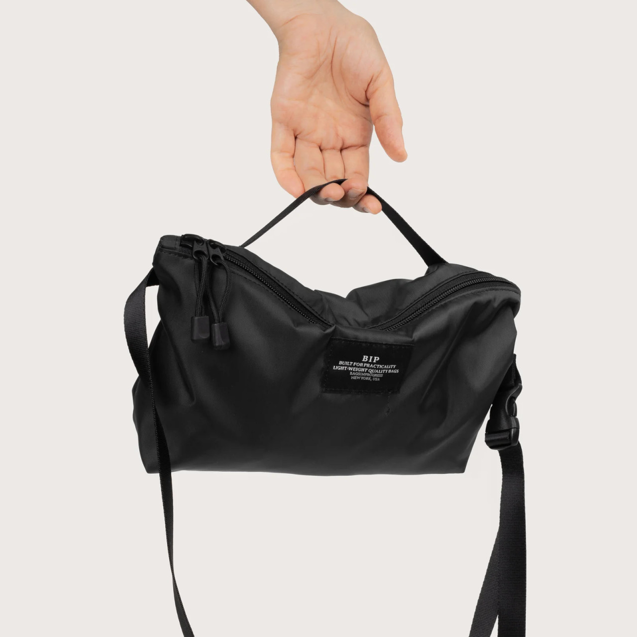 Nylon Twill Fannypack Crossbody in Black, Bags In Progress, tomfoolery