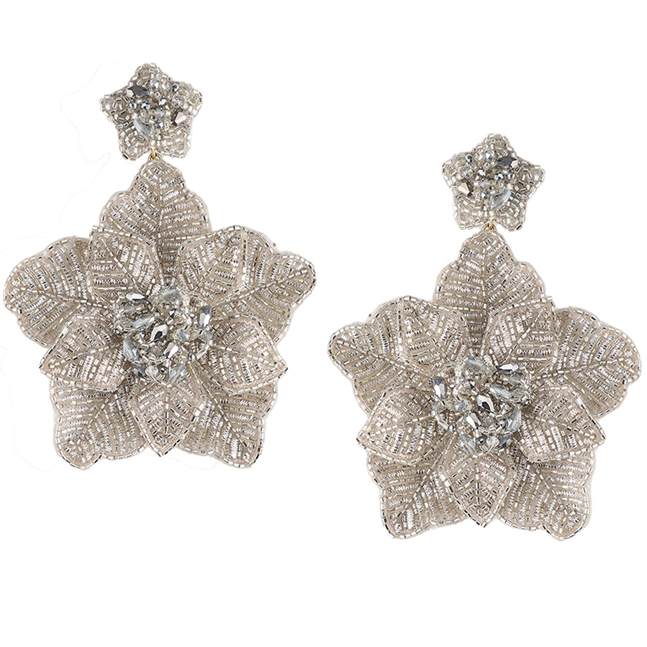 Silver Beaded Earrings, Olivia Dar, tomfoolery