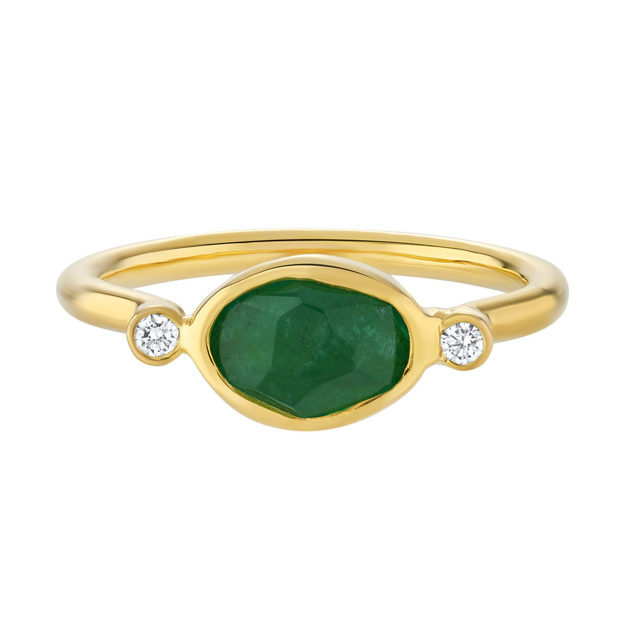 18ct Yellow Gold Emerald & Diamond Ring, Margoni, tomfoolery