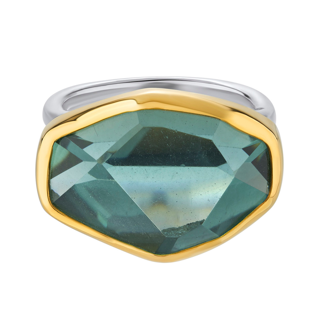 Irregular Green Amethyst Double Band Ring, Margoni, tomfoolery