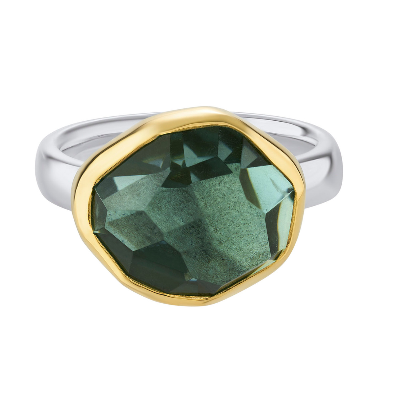 Irregular Green Amethyst Flat Band Ring, Margoni, tomfoolery