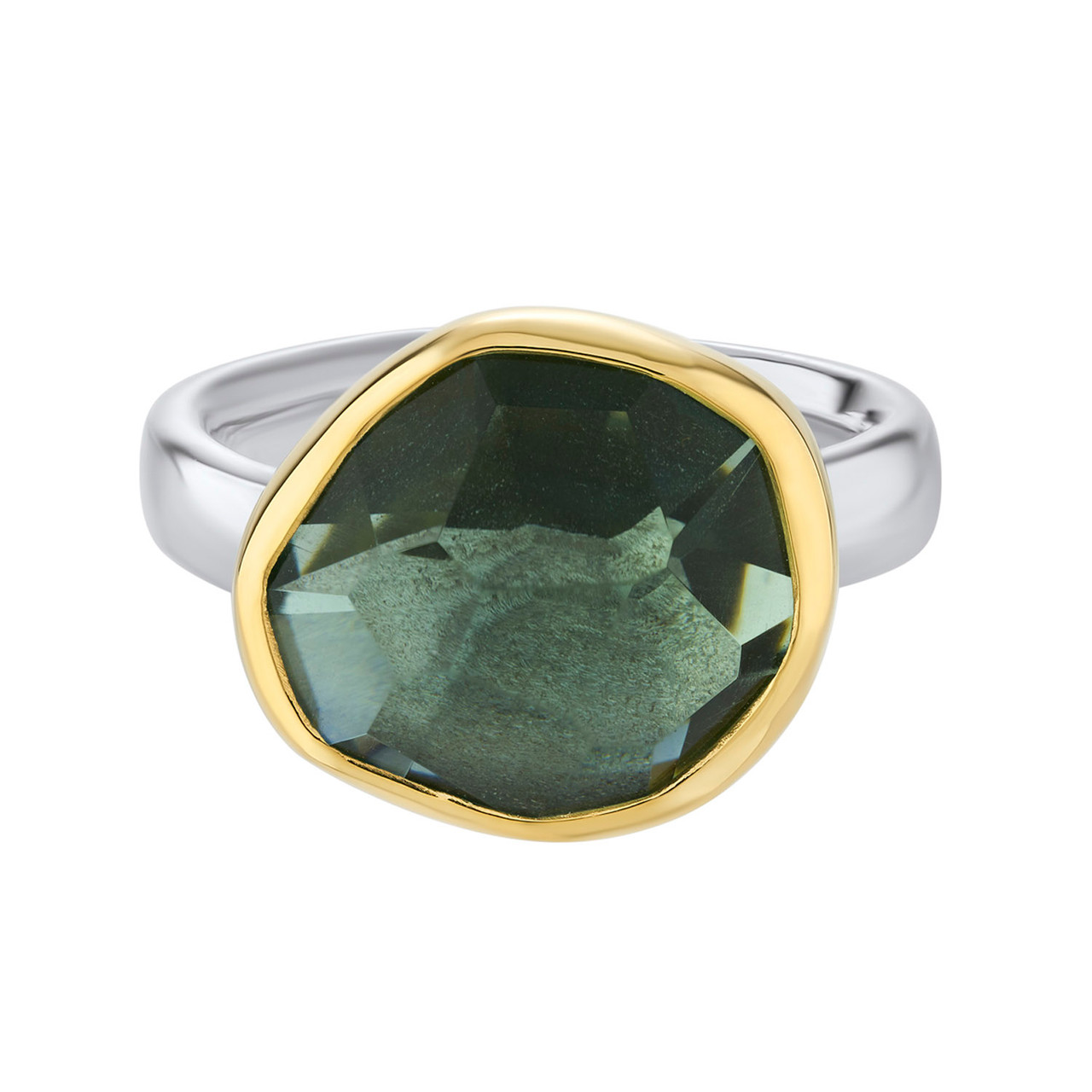 Irregular Green Amethyst Flat Band Ring, Margoni, tomfoolery