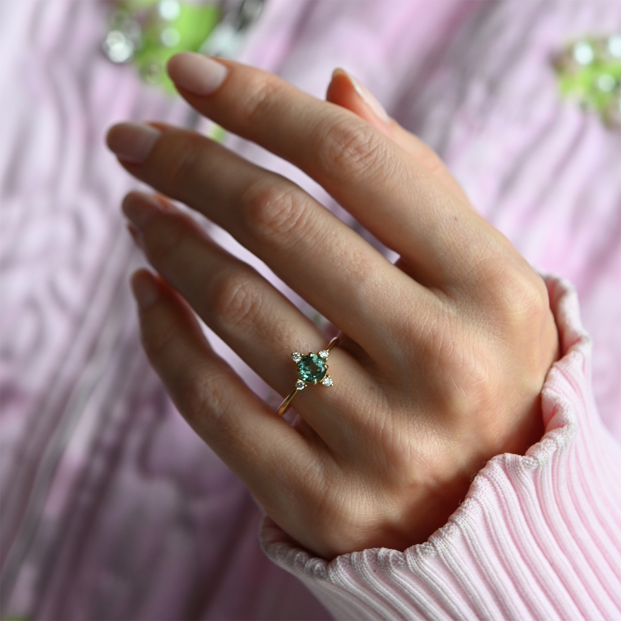 Green Tourmaline & Diamond Compass Ring, tf House, tomfoolery