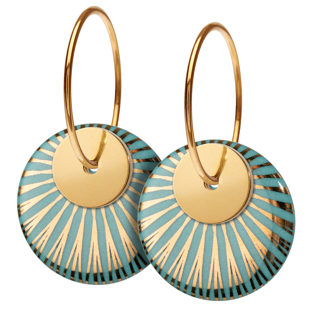 Porcelain & Gold Plated Splash Duo Hoop Earrings, Scherning, tomfoolery