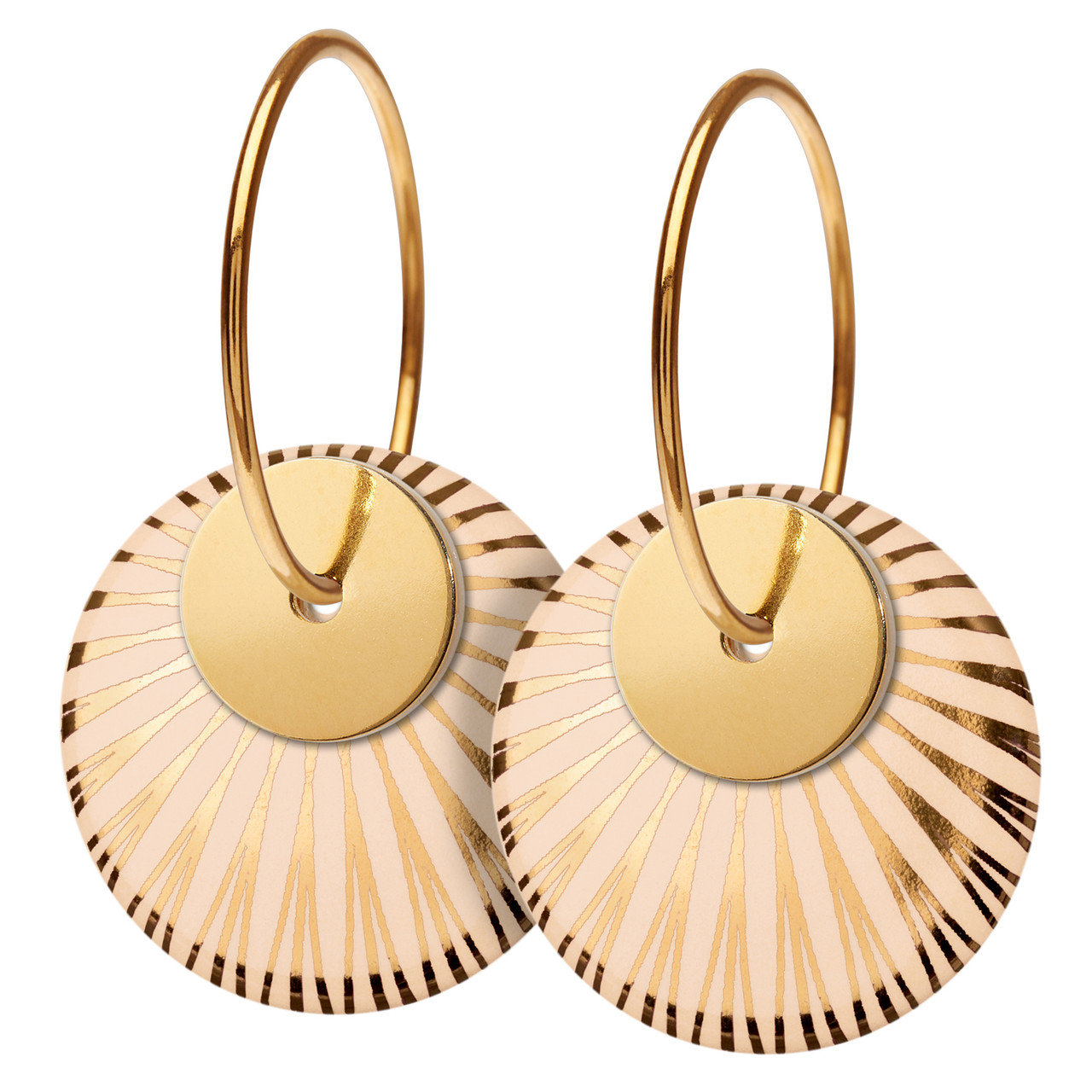 Porcelain & Gold Plated Splash Duo Hoop Earrings, Scherning, tomfoolery