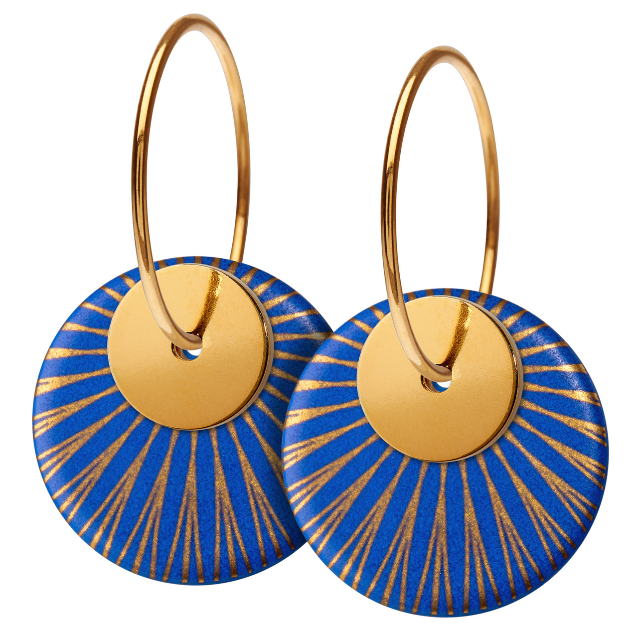 Porcelain & Gold Plated Splash Duo Hoop Earrings, Scherning, tomfoolery