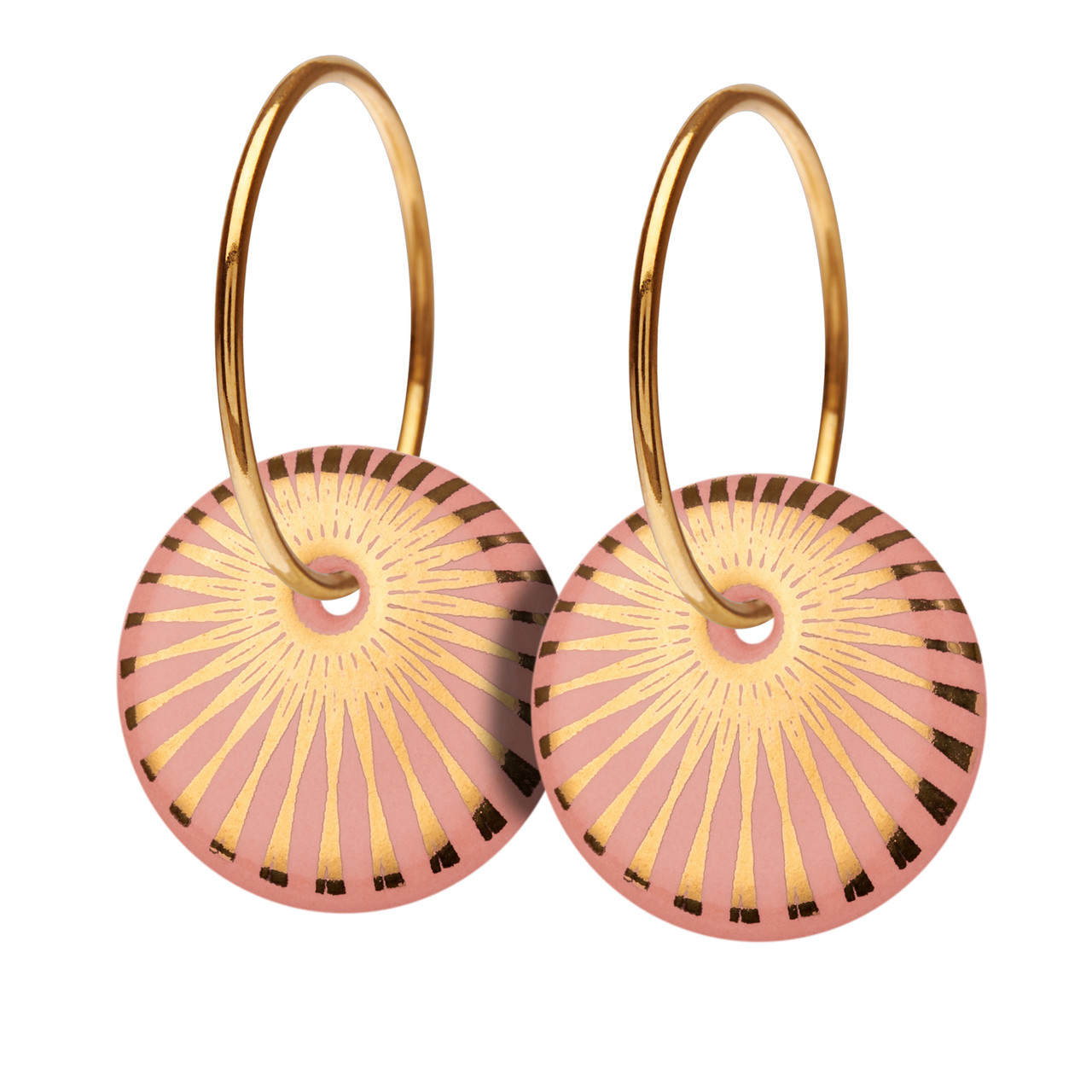 Porcelain & Gold Plated Splash Hoop Earrings, Scherning, tomfoolery