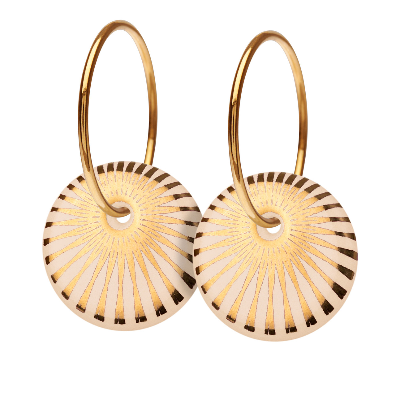 Porcelain & Gold Plated Splash Hoop Earrings, Scherning, tomfoolery