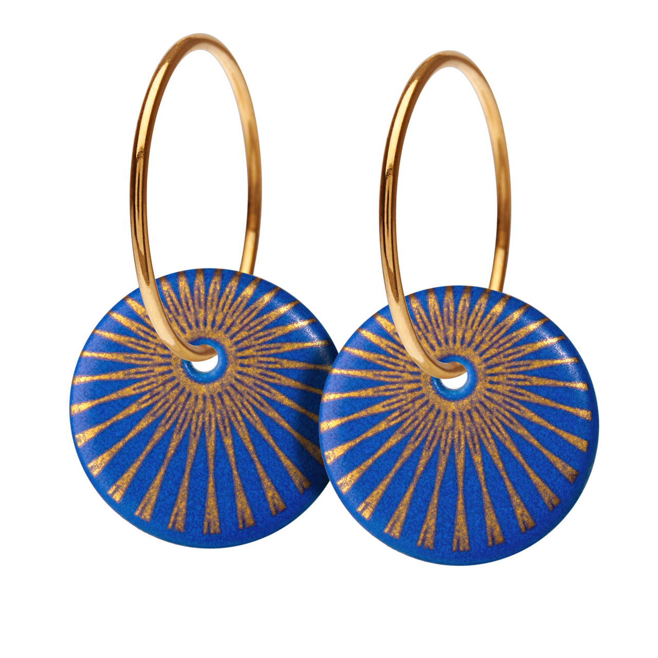 Porcelain & Gold Plated Splash Hoop Earrings, Scherning, tomfoolery