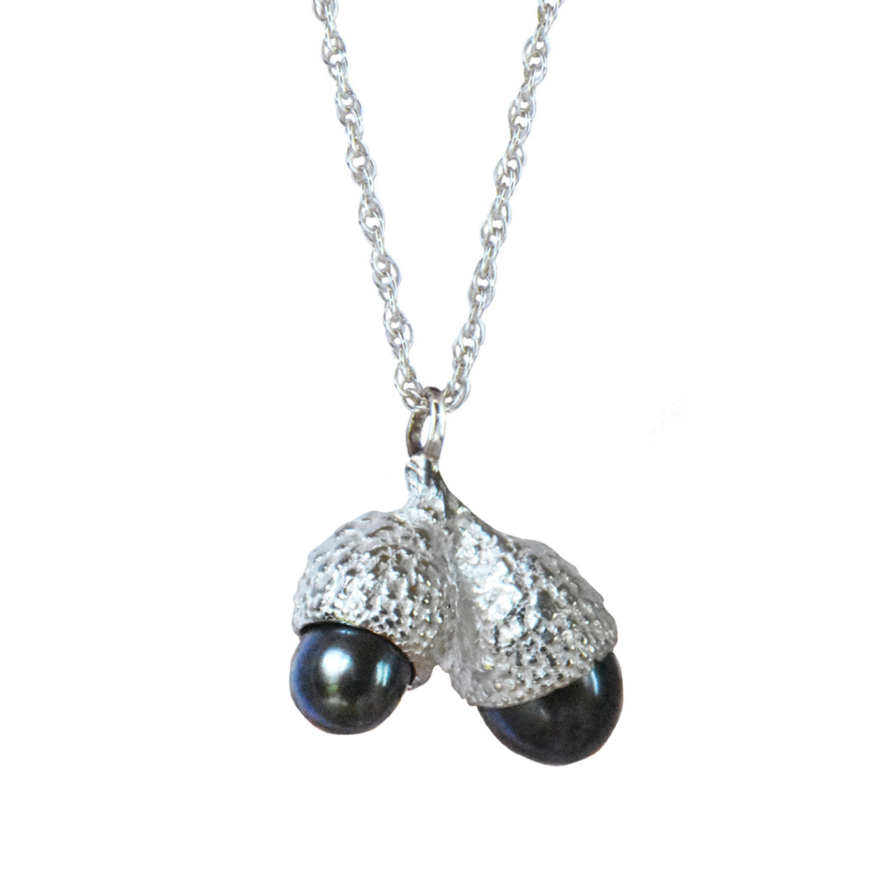 Double Cup Silver & Purple Pearl Acorn Necklace, Issy White, tomfoolery