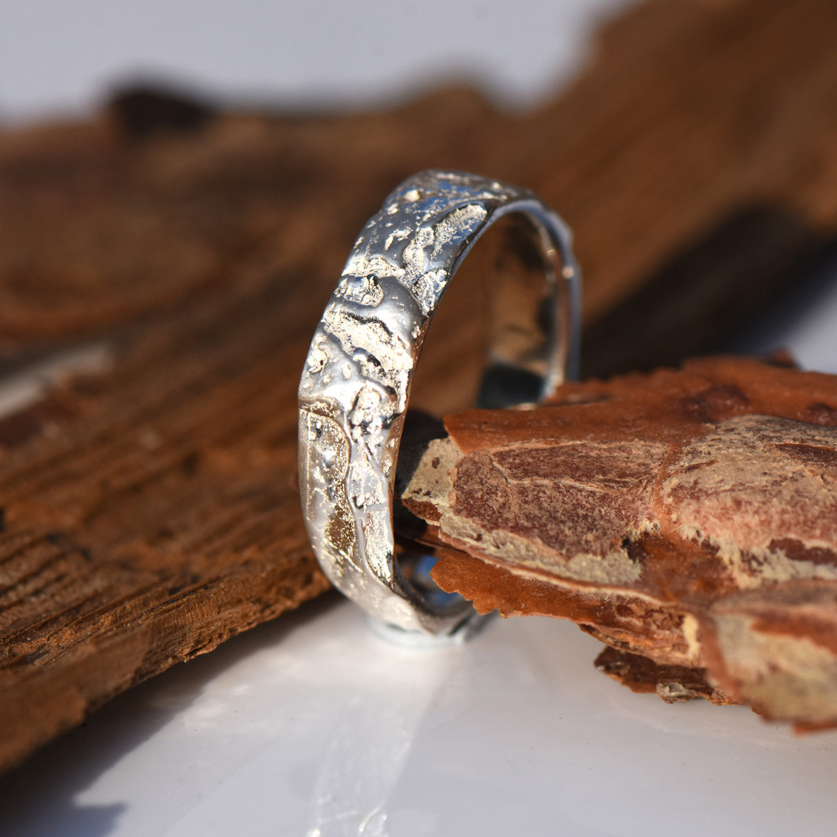 Subtle Oak Ring in Silver - Tomfoolery London