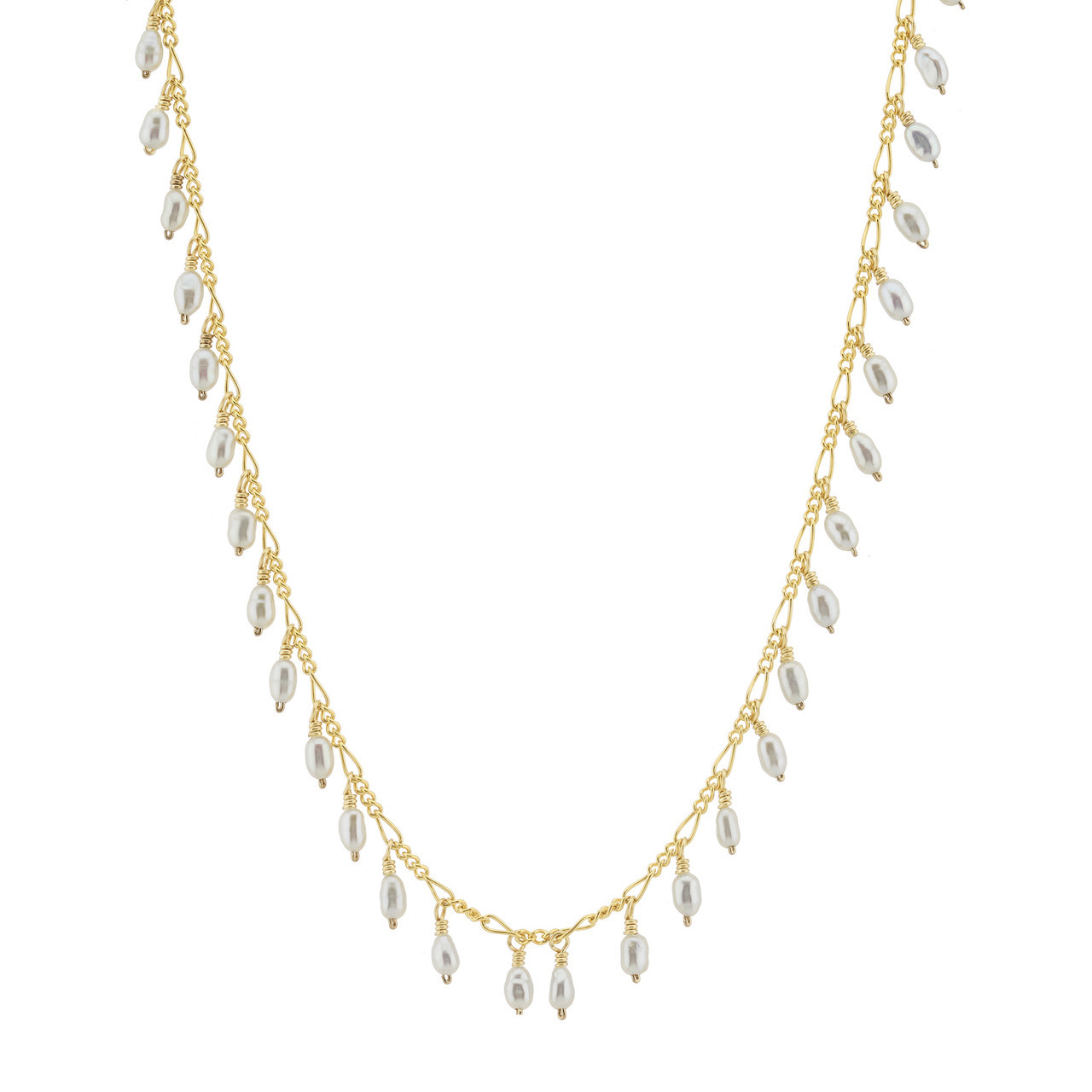 Gold Plated & Pearl Drops Beaded Necklace, tf House - Beaded, tomfoolery