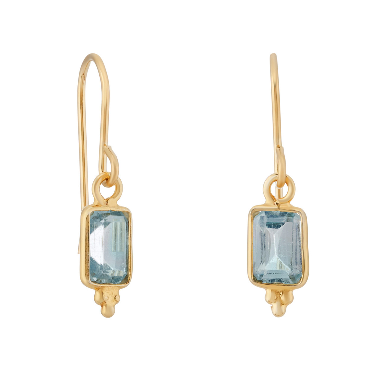 Rectangular triple bead Sky Blue Topaz Drop Earrings, tf House - Beaded, tomfoolery