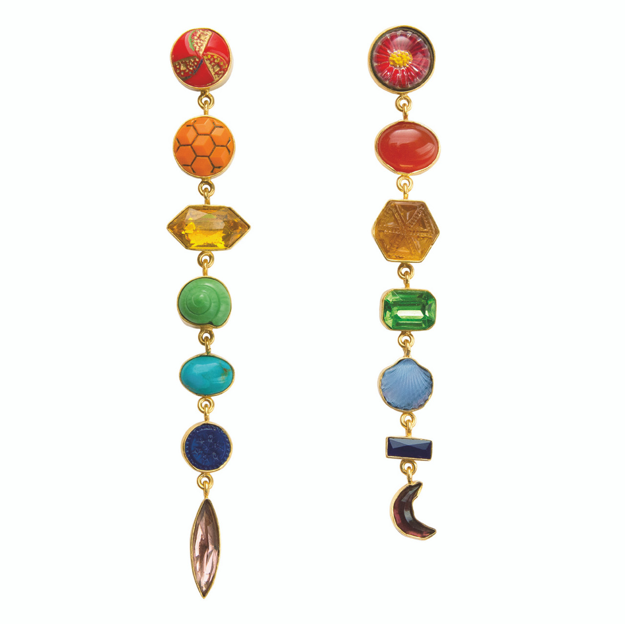 Rainbow Gemstone Drop Earrings, Grainne Morton, tomfoolery