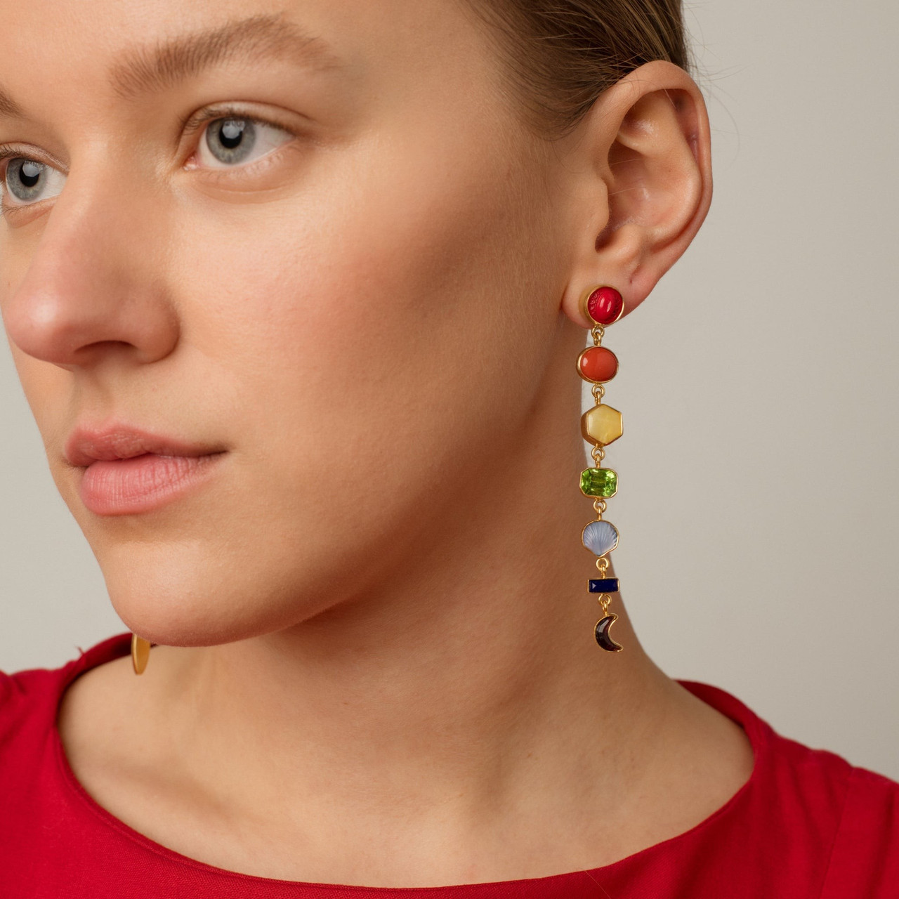 Rainbow Gemstone Drop Earrings, Grainne Morton, tomfoolery