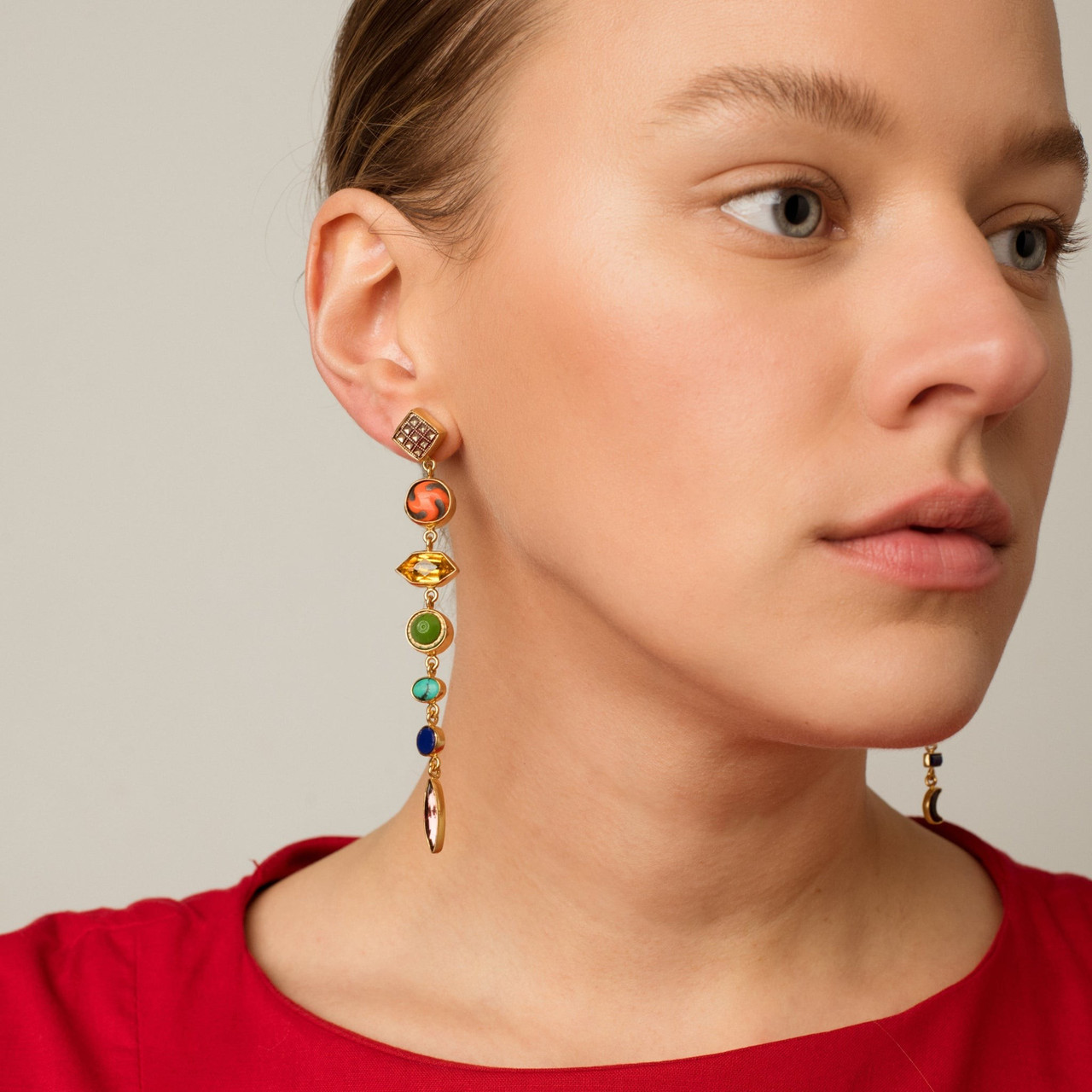 Rainbow Gemstone Drop Earrings, Grainne Morton, tomfoolery