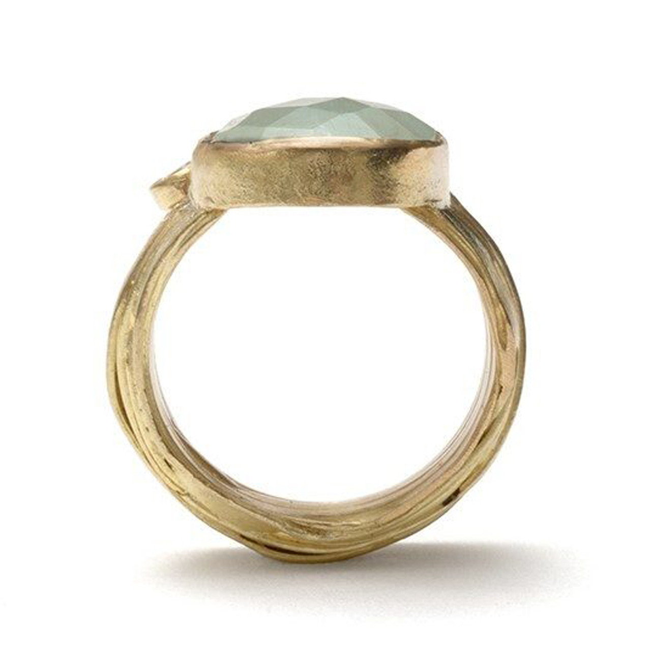 18ct Yellow Gold Wrap Ring with Rose Cut Aquamarine & Diamond, Shimara Carlow, tomfoolery