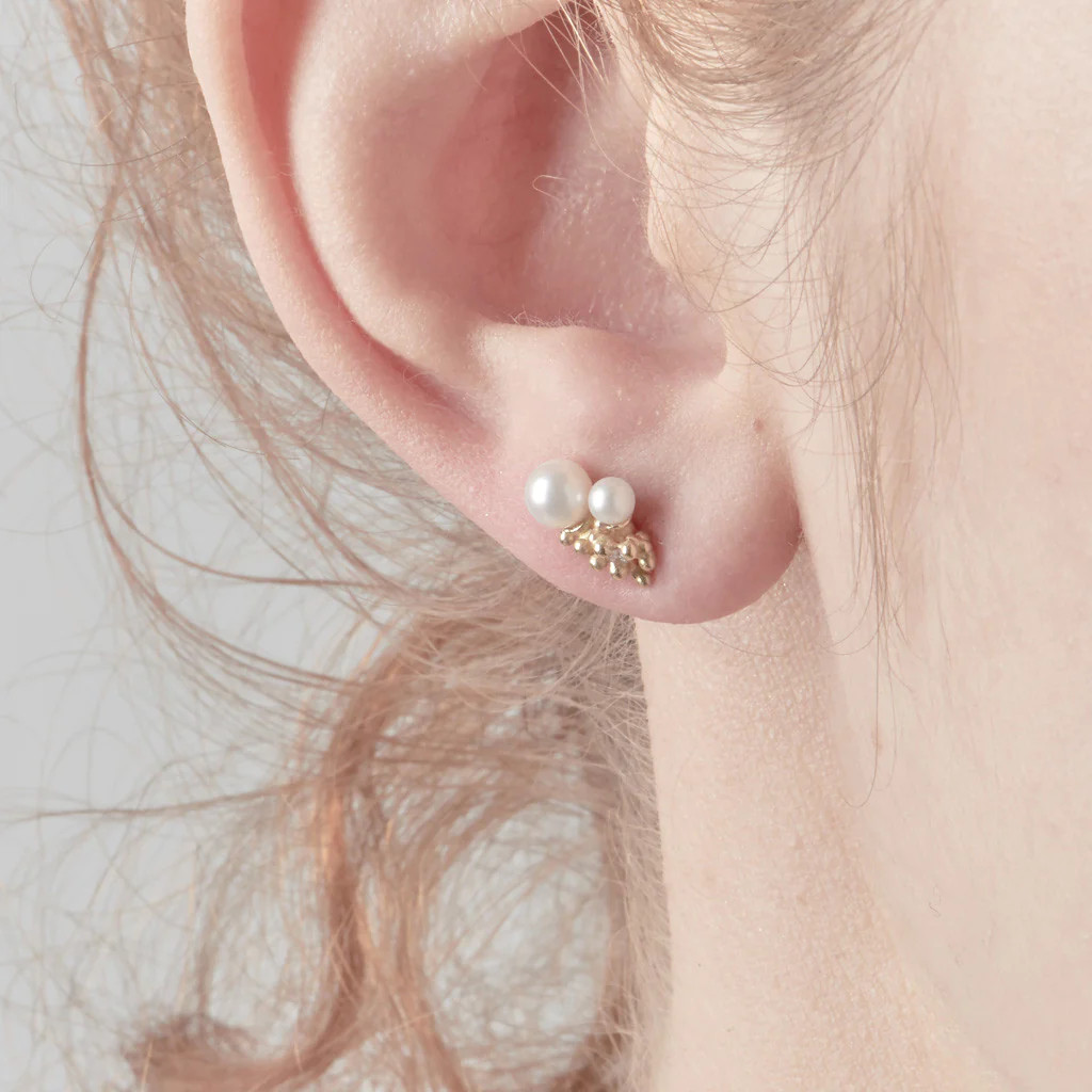 Pearl and Diamond Cluster Studs, Ruth Tomlinson, tomfoolery