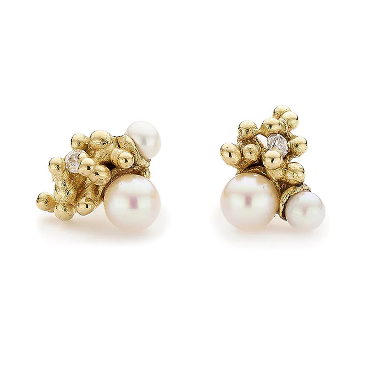 Pearl and Diamond Cluster Studs, Ruth Tomlinson, tomfoolery