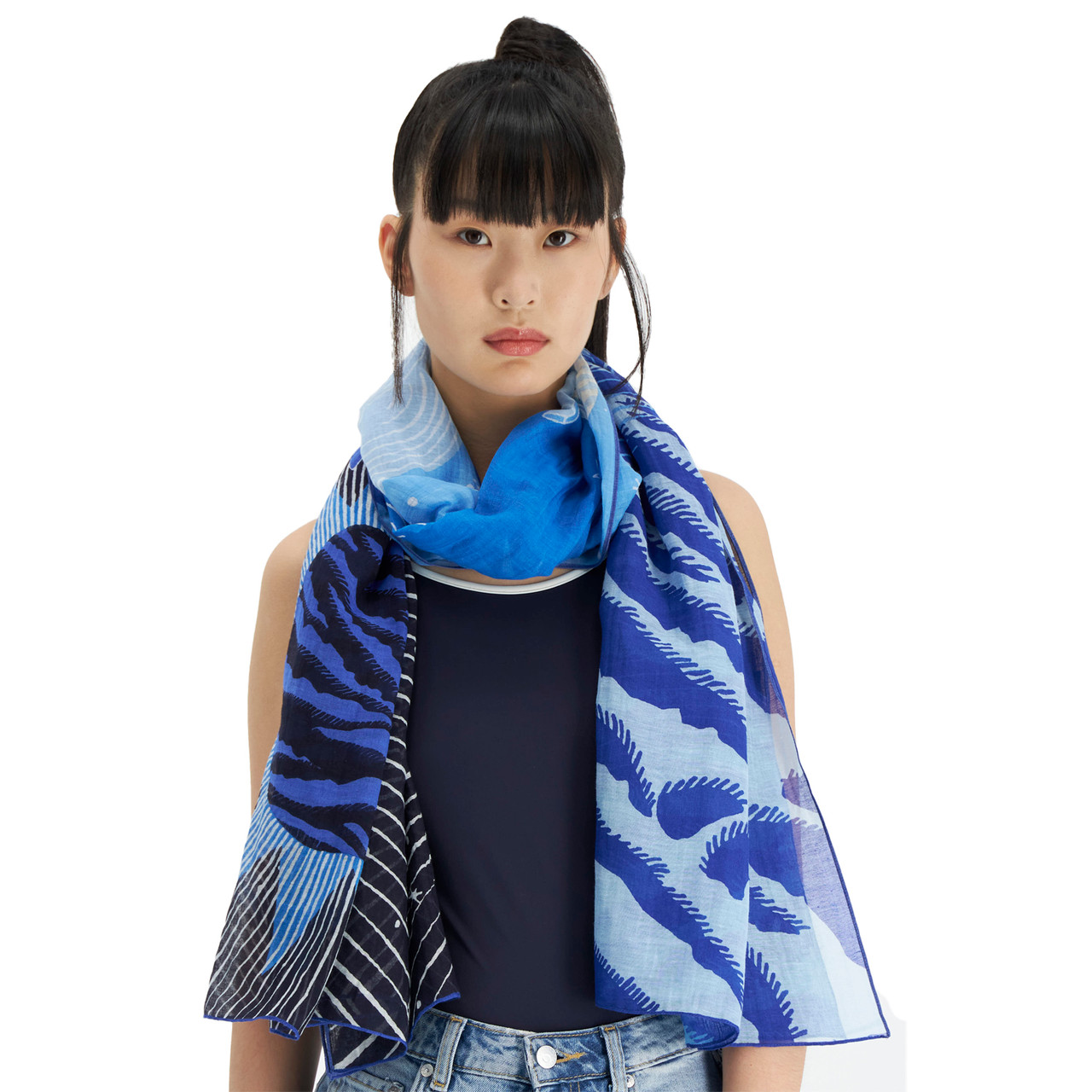 Boom Silk & Cotton Scarf in Blue, Inoui Editions, tomfoolery