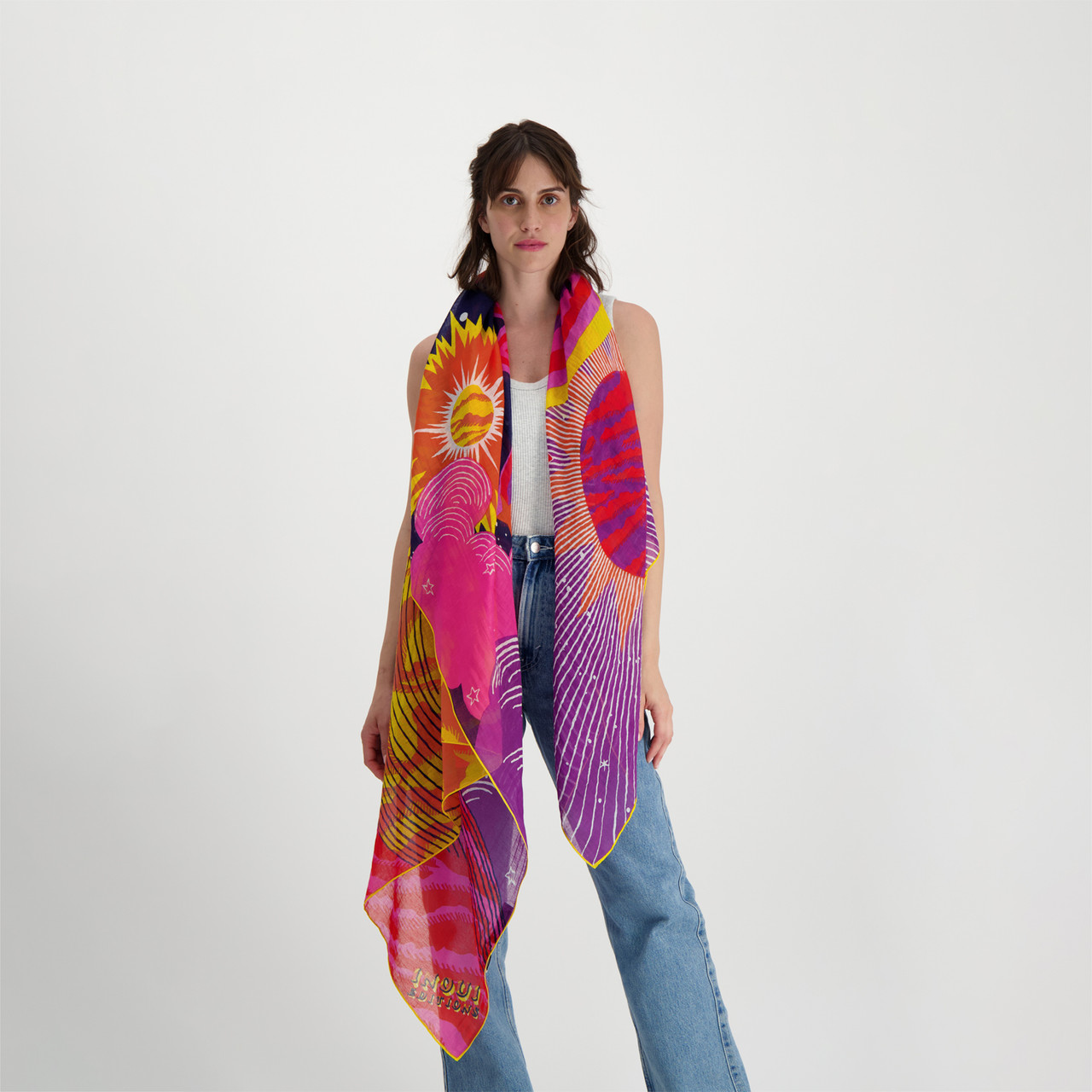 Boom Silk & Cotton Scarf in Purple, Inoui Editions, tomfoolery