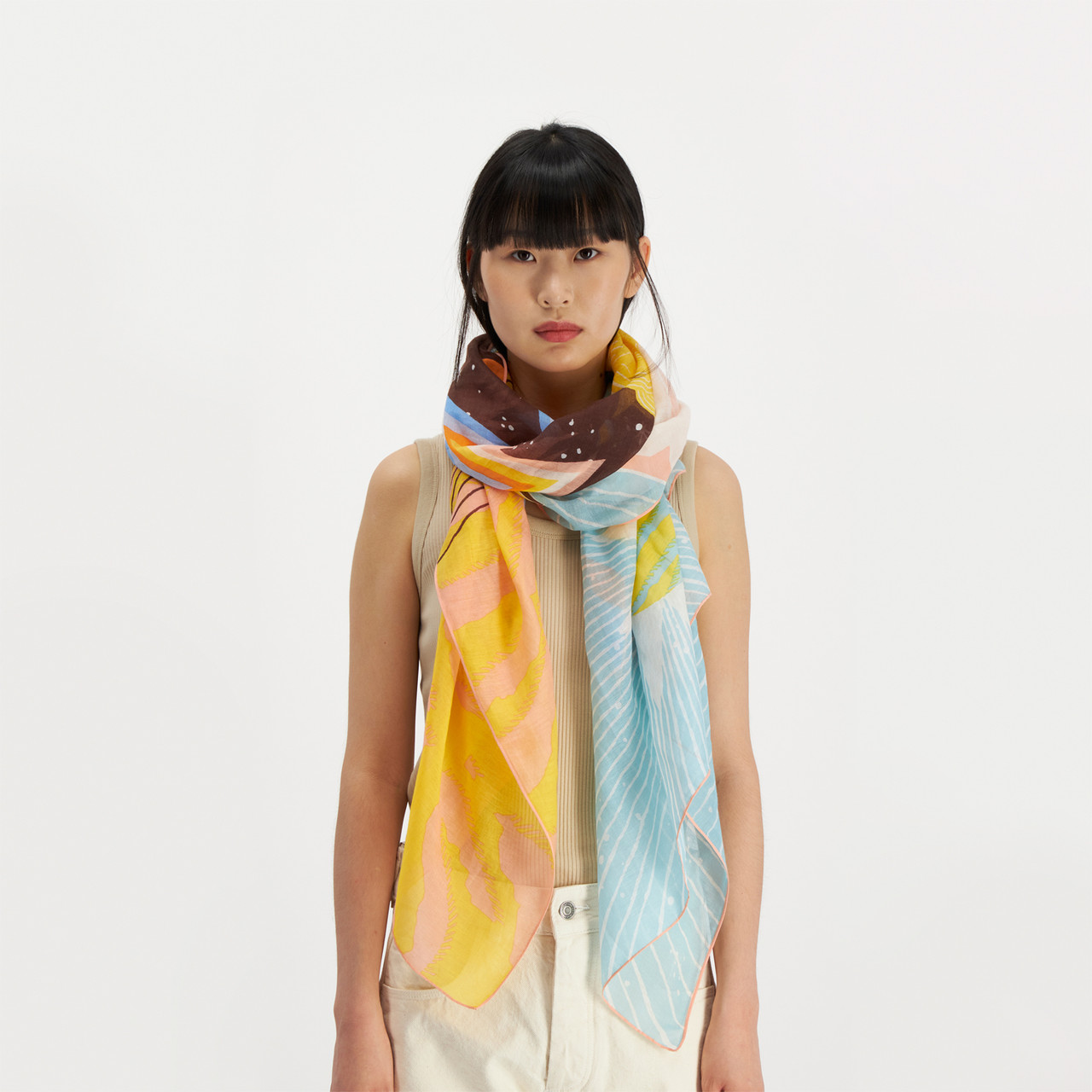 Boom Silk & Cotton Scarf in Pastel, Inoui Editions, tomfoolery