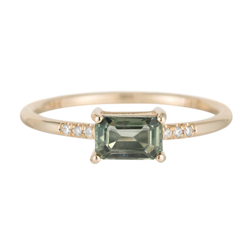 East West Equilibrium Green Sapphire Ring, Jennie Kwon, Tomfoolery London
