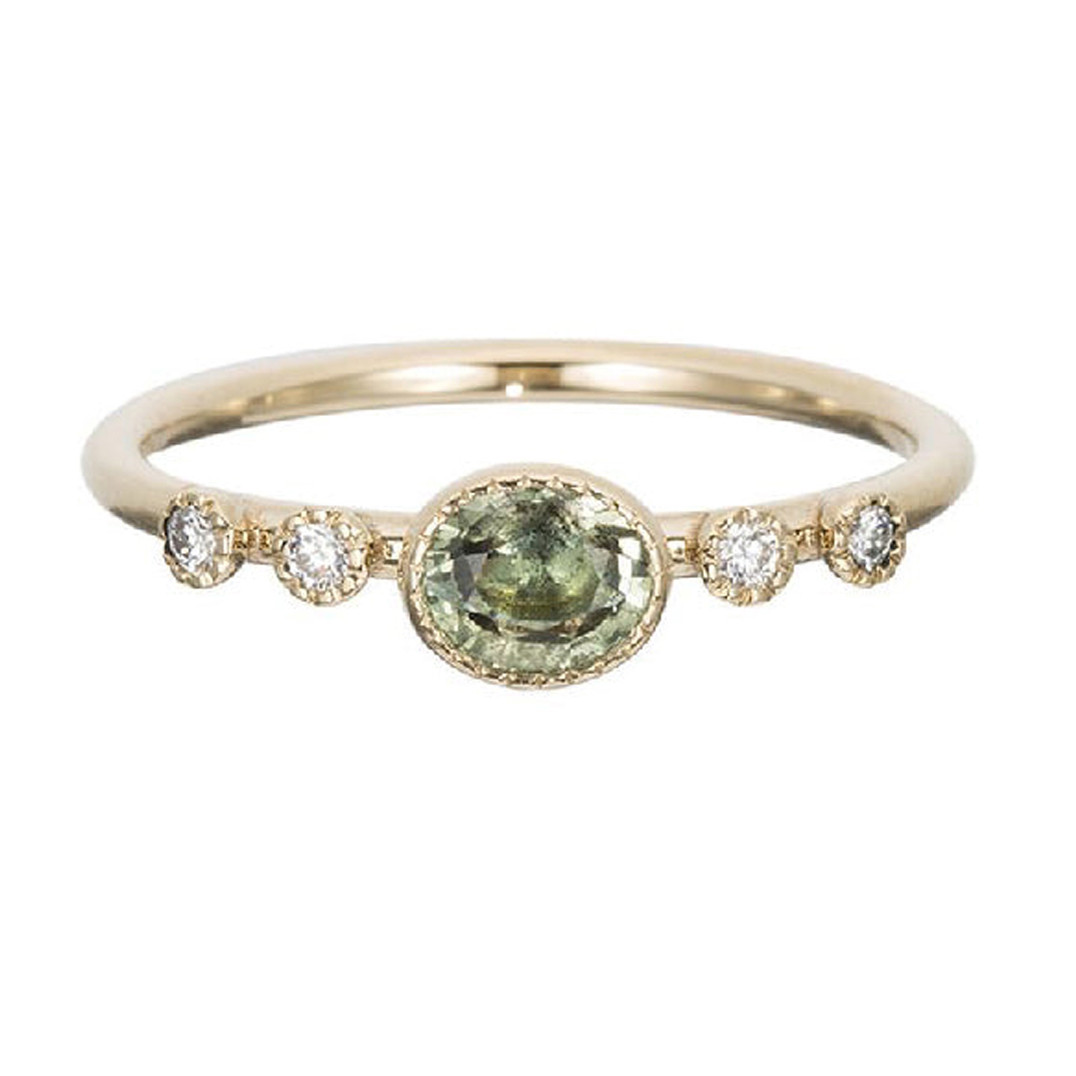 Green Sapphire Dew Ring , Jennie Kwon, Tomfoolery London