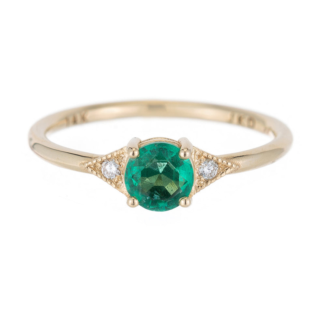 Round Emerald Deco Ring , Jennie Kwon, Tomfoolery London