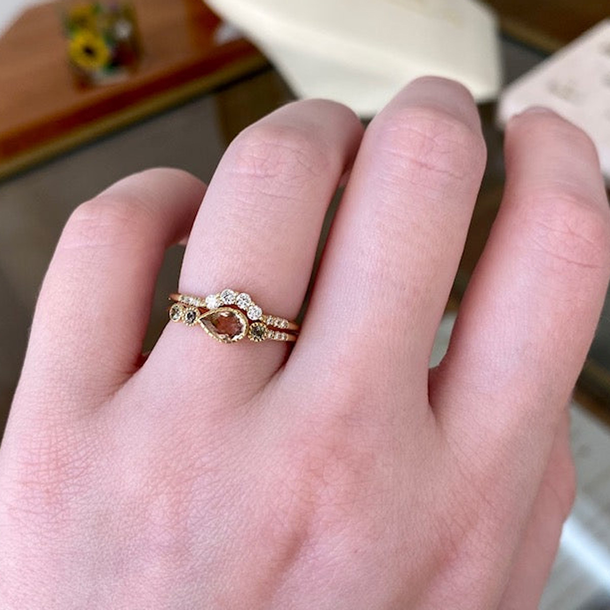 Morganite Teardrop Dew Ring, Jennie Kwon, Tomfoolery London