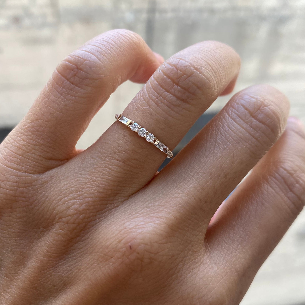 Three Round Diamond Baguette Equilibrium Ring, Jennie Kwon, Tomfoolery London