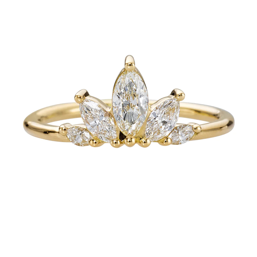 Petal Wedding Band with Marquise Cut Diamonds, Artemer, tomfoolery