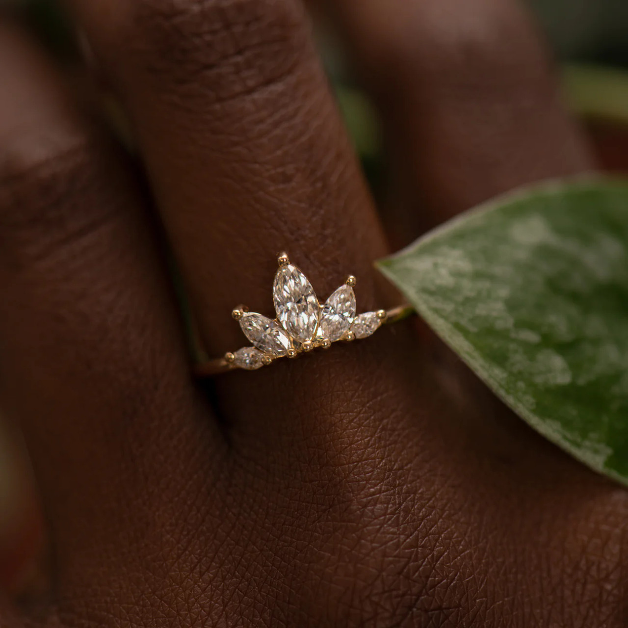 Petal Wedding Band with Marquise Cut Diamonds, Artemer, tomfoolery