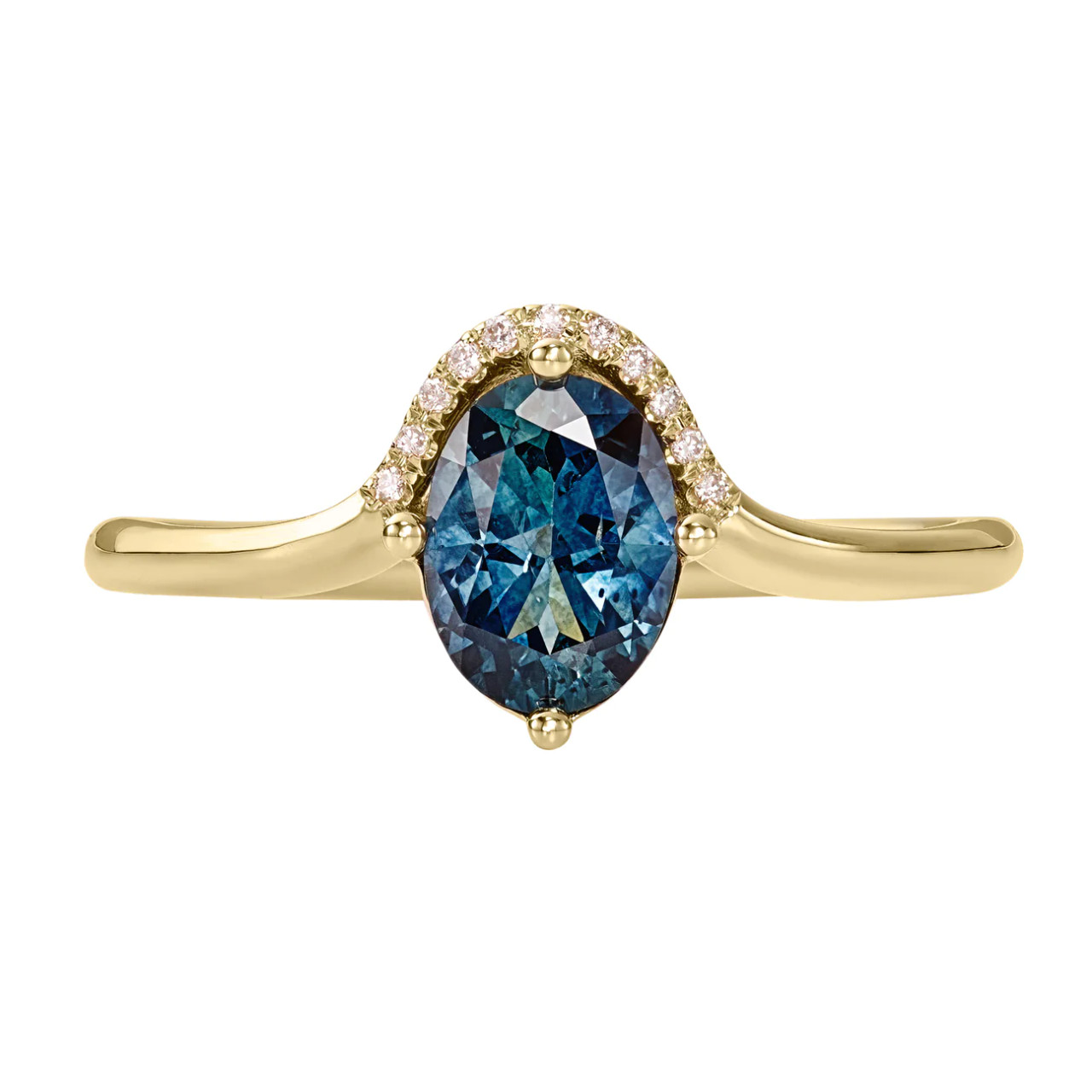 Teal Sapphire & Pave Diamond Engagement Ring, Artemer, tomfoolery