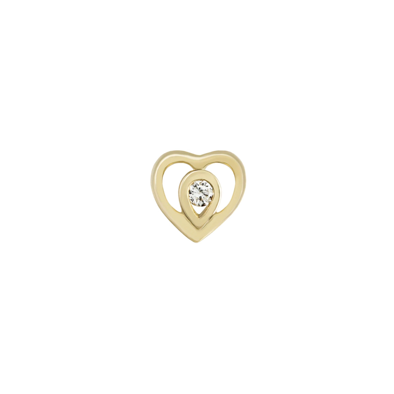 Ouvert Heart Diamond Stud, metier by tomfoolery, tomfoolery