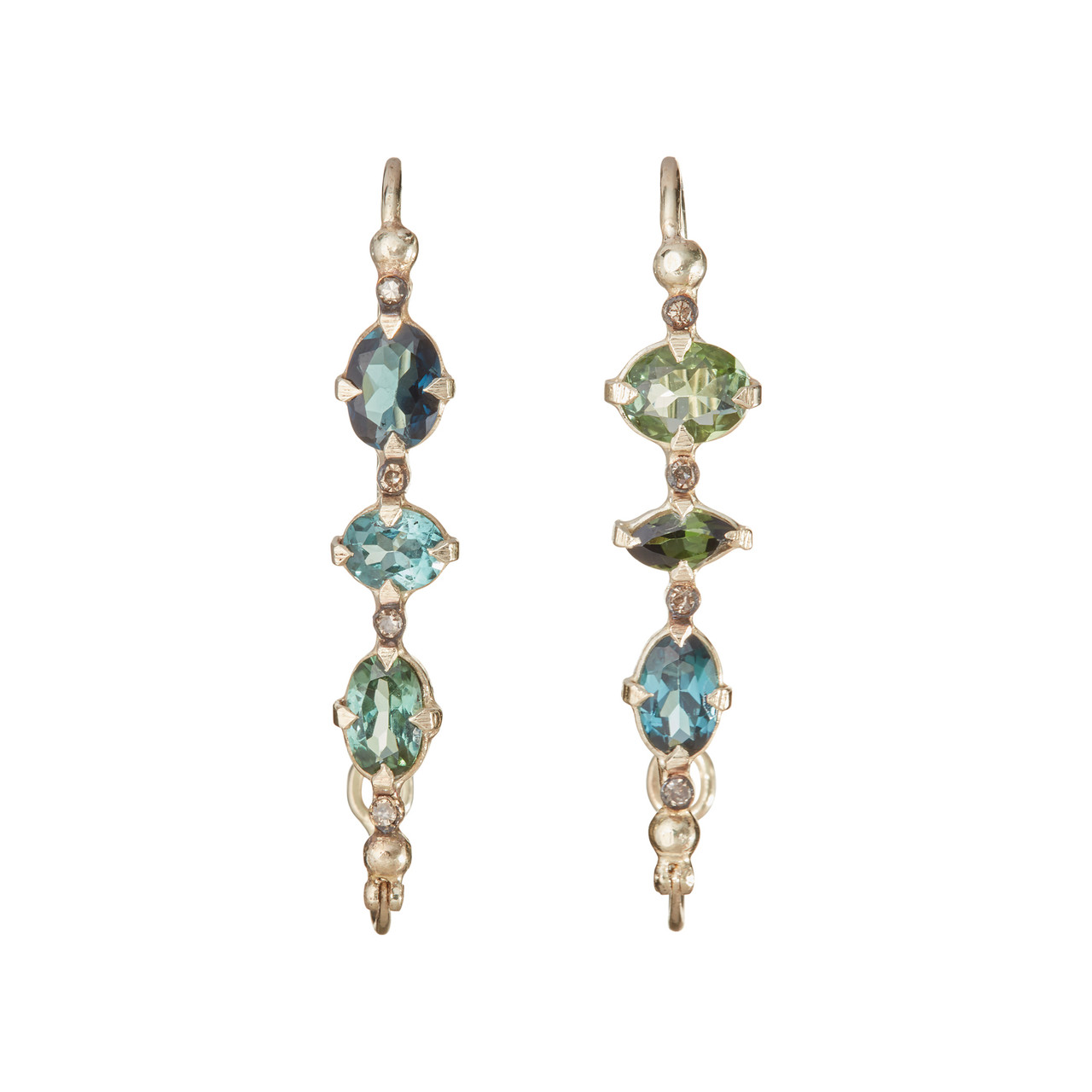 Paola 14ct Yellow Gold & Tourmaline Drop Earrings, 5 Octobre, tomfoolery