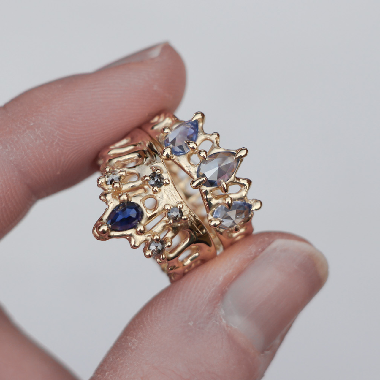 Triple Blue Sapphire Mermaid Crown Ring, Alice Clarke, tomfoolery