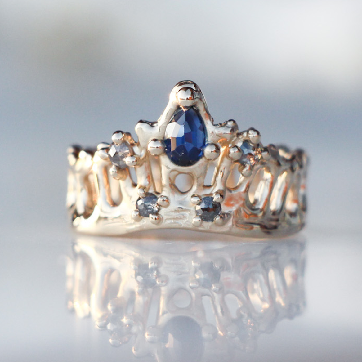 Blue Sapphire Queen Mermaid Crown Ring, Alice Clarke, tomfoolery