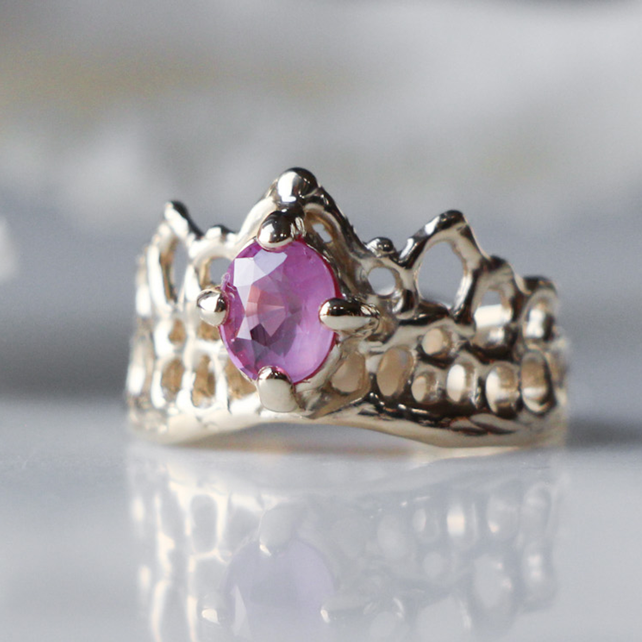 Pink Sapphire Princess Mermaid Crown Ring, Alice Clarke, tomfoolery