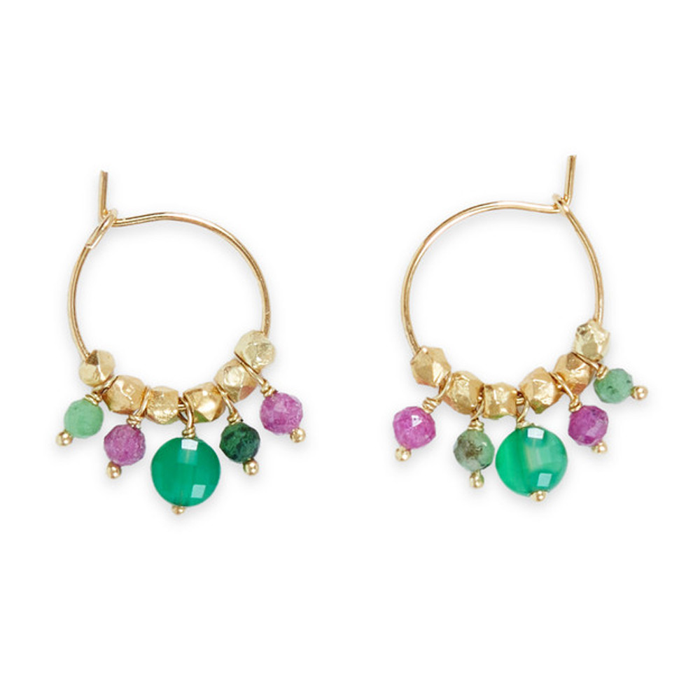 Untitledition: Pastiglia Zoisite & Green Onyx Hoop Earrings , tomfoolery