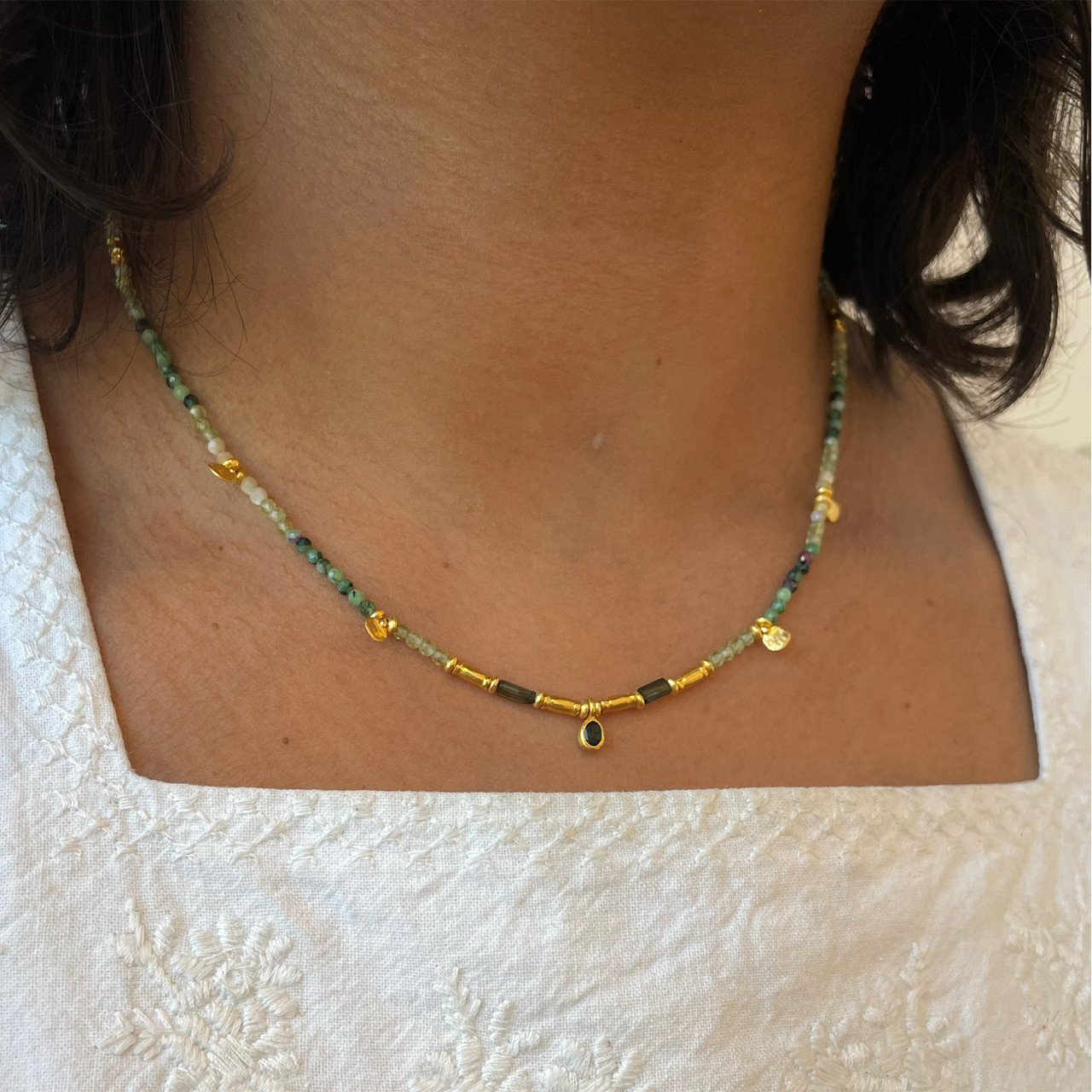 Gold plated shop beaded necklace