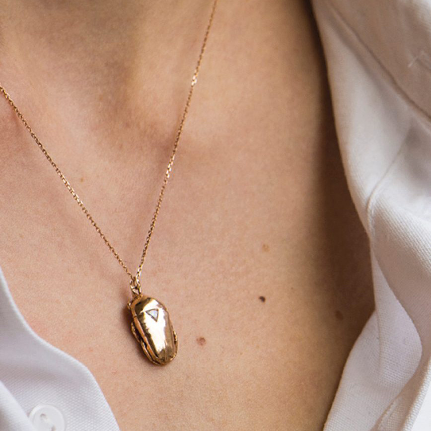 Trillion Diamond Scarab Pendant, Celine Daoust, tomfoolery